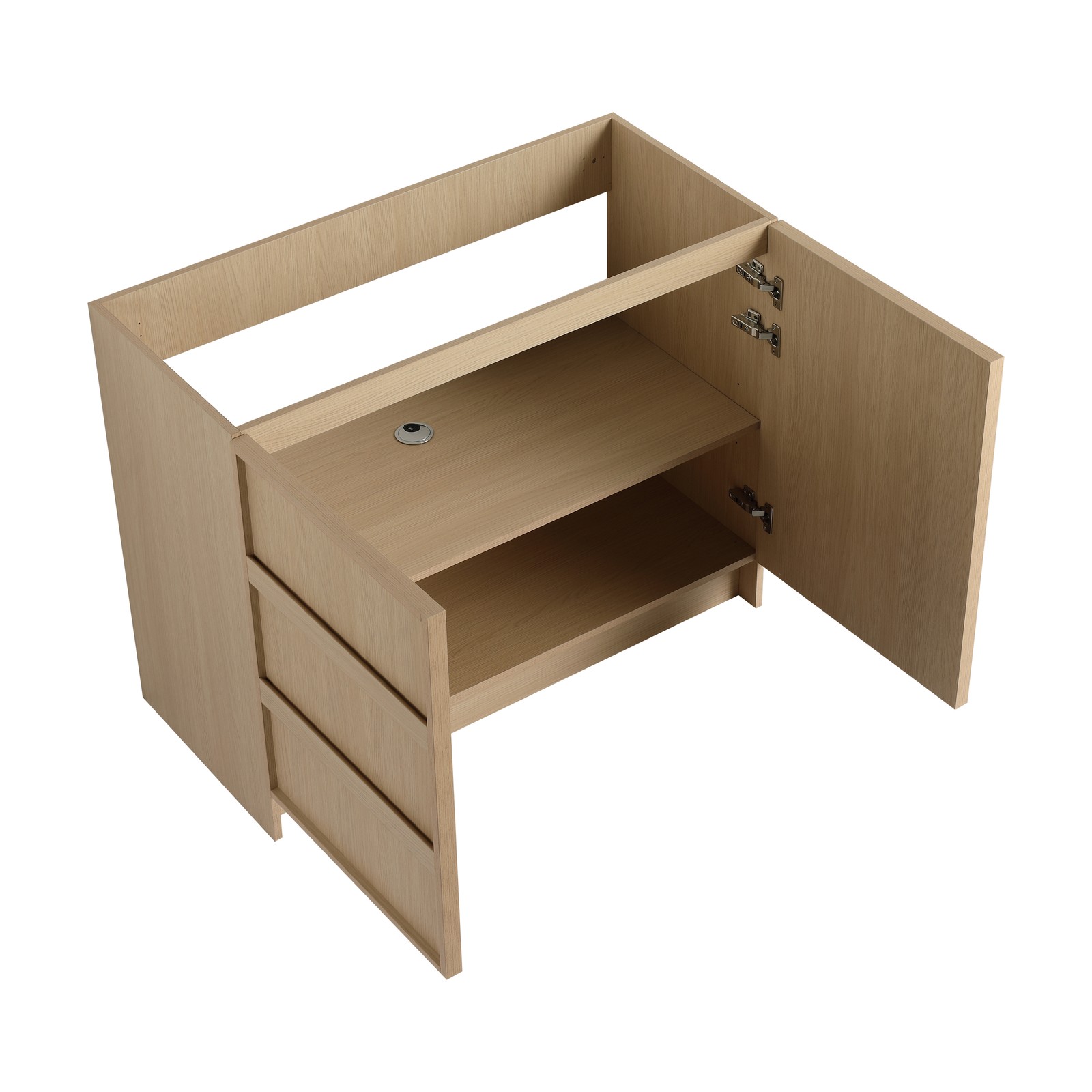 42 Inch Plywood Freestanding Bathroom Vanity Cabinet 2 Doors With Resin Sink Oak
