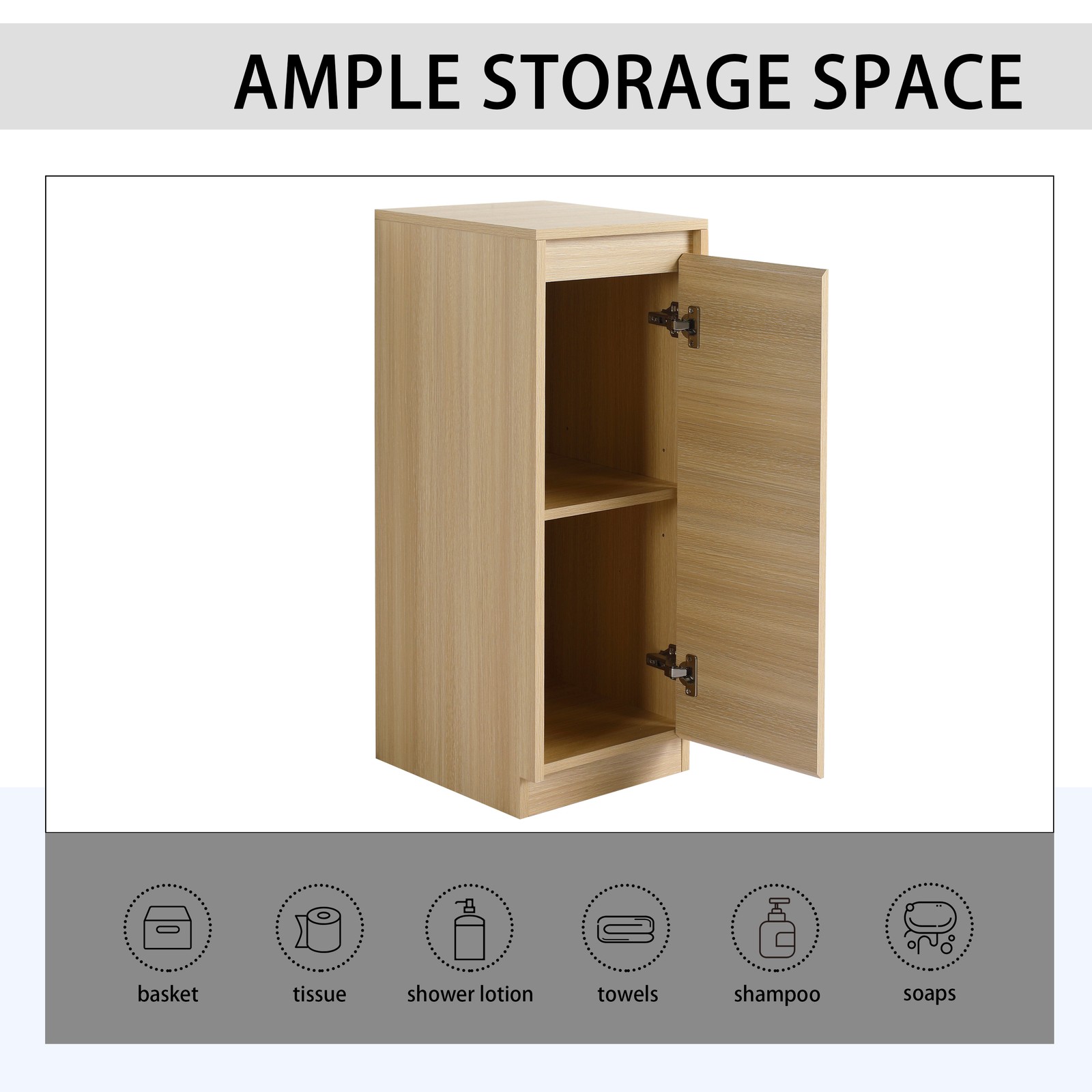 40in Plywood Freestanding Bathroom Vanity W/Ceramic Sink 2x Storage Cabinet Oak