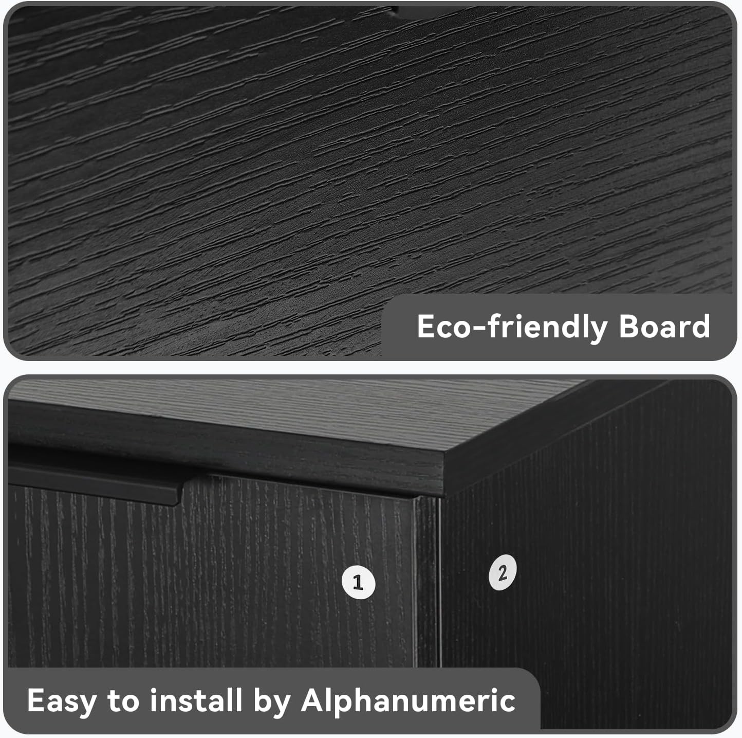 36 Inch Black Floating Bathroom Vanity W/ 2-Doors & 1-Drawer