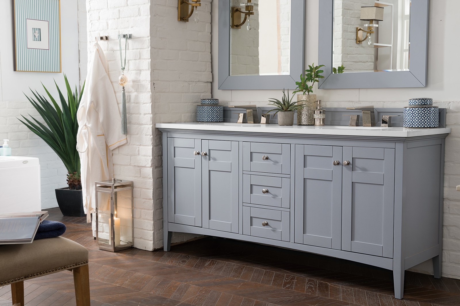 James Martin Vanities 527-V72-3CSP Palisades 72″ – White