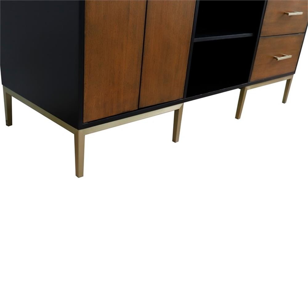 60 in. Double Wooden Vanity Walnut Black Cabinet Only