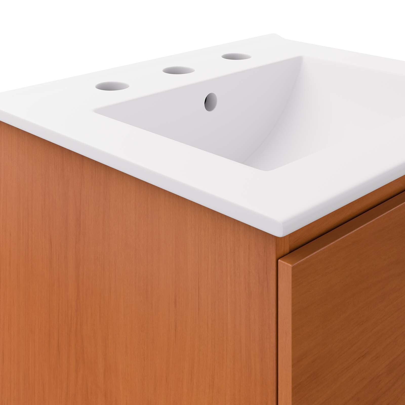 Modway Scenic 18″ Wall-Mount Bathroom Vanity in Cherry White