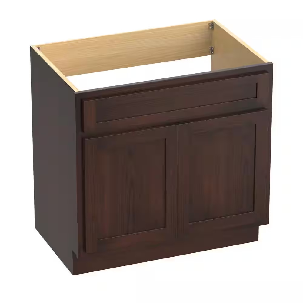 33 In. W X 21 In. D X 32.5 In. H 2-Doors Bath Vanity Cabinet Only in Brown (Unas