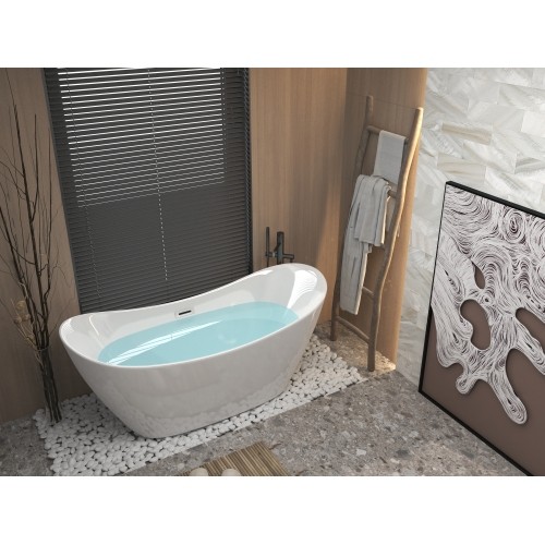 47″ Acrylic Freestanding Bathtub rectang,with 30” Bathroom Vanity with Top Sink
