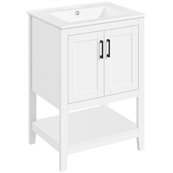 Bathroom Vanities Cabinet with Sink Combo Set 24x19x34 Inch for Bathroom, White