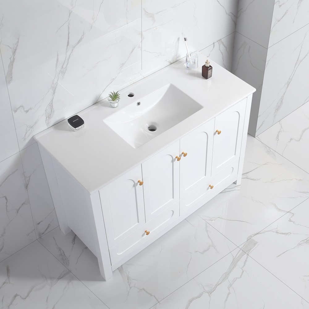 48″ Bathroom Vanity w/Sink,Freestanding Vanity Storage Cabinet,2 Drawers,4 Doors