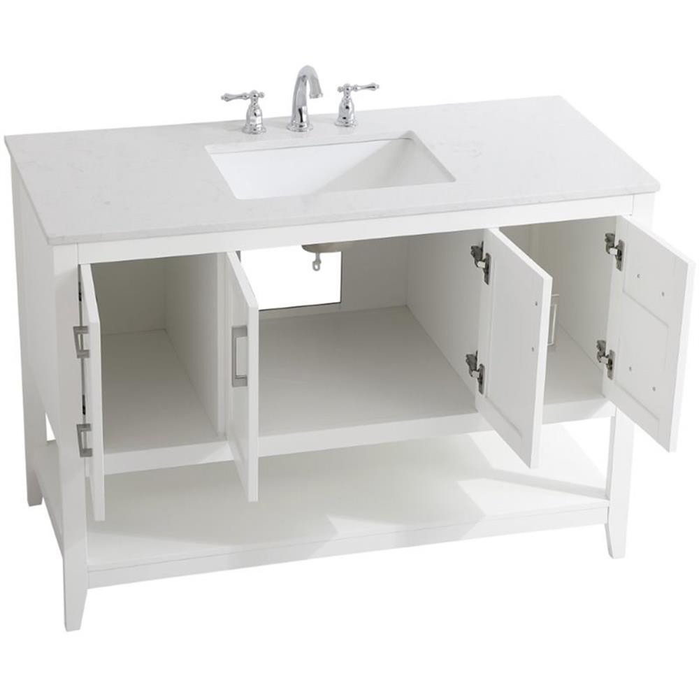 Elegant Decor Aubrey 48″ Single Quartz Top Bathroom Vanity in White