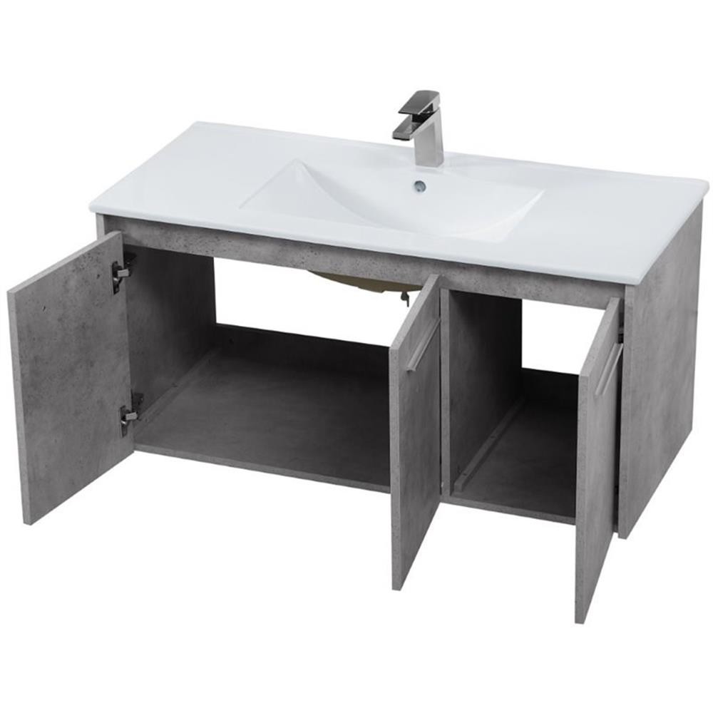 Elegant Decor Rasina 40″ Single Porcelain Top Floating Bathroom Vanity in Gray
