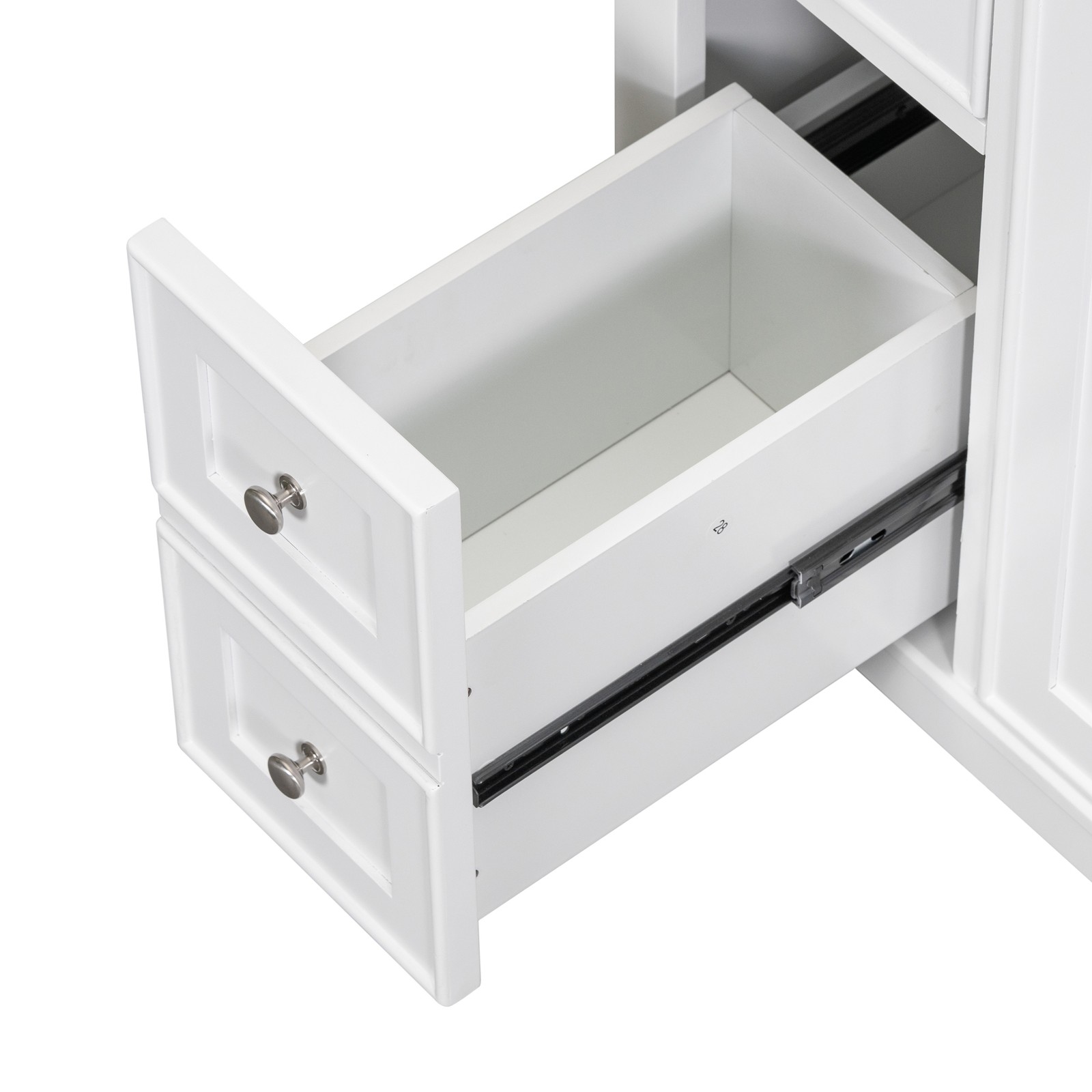 36″ White Bathroom Vanity Cabinet Base with 6 Drawers