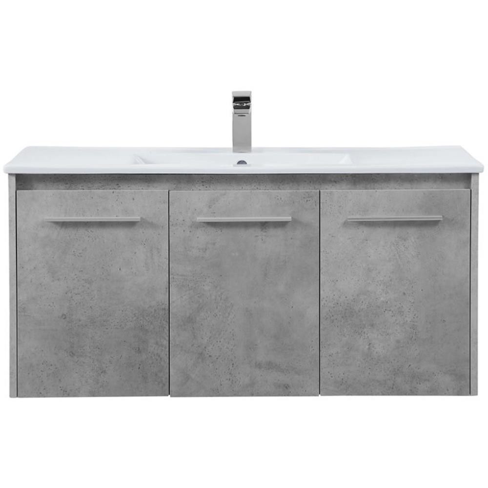 Elegant Decor Rasina 40″ Single Porcelain Top Floating Bathroom Vanity in Gray