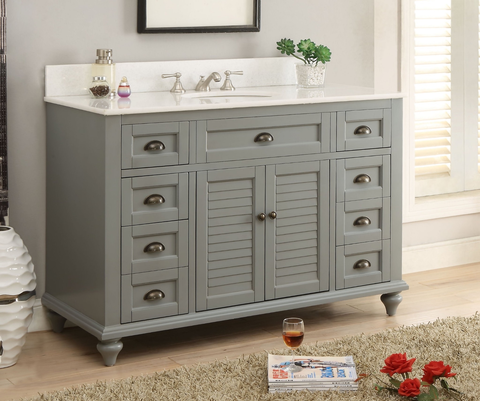 49 inch Glennville Quartz Gray Bathroom Vanity 28329CK-QT