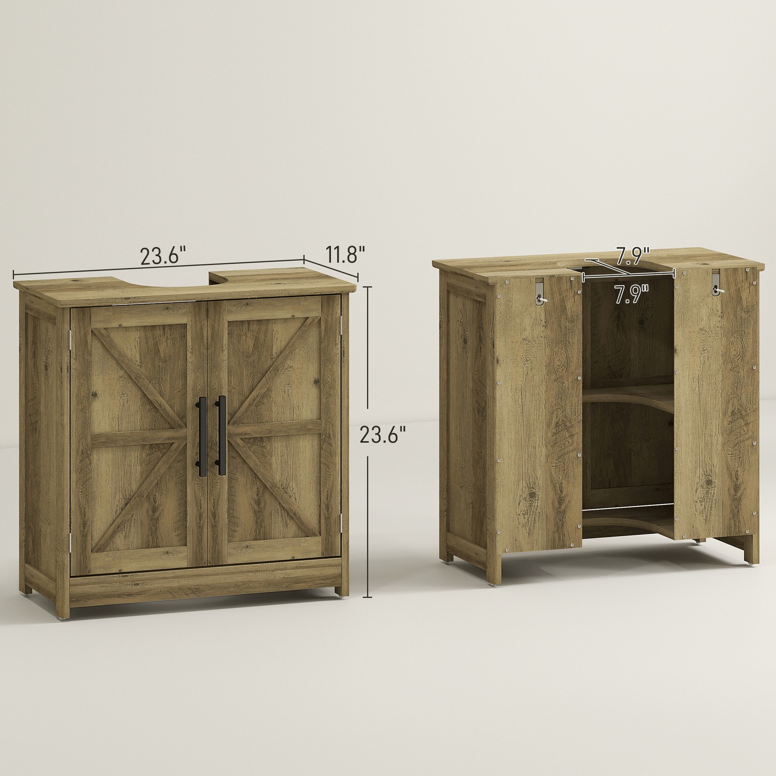 Pedestal Sink Storage Cabinet, Bathroom Sink Cabinet, Light Gray