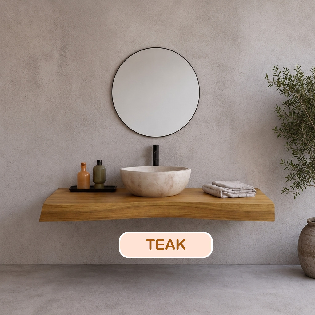 Bathroom Vanity Modern Rustic Solid Wood Live Edge Sink Counter Bathroom