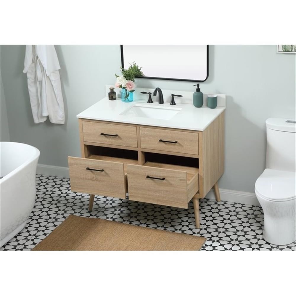 Elegant Decor Boise 42″ MDF Single Bathroom Vanity with Backsplash in Mango Wood