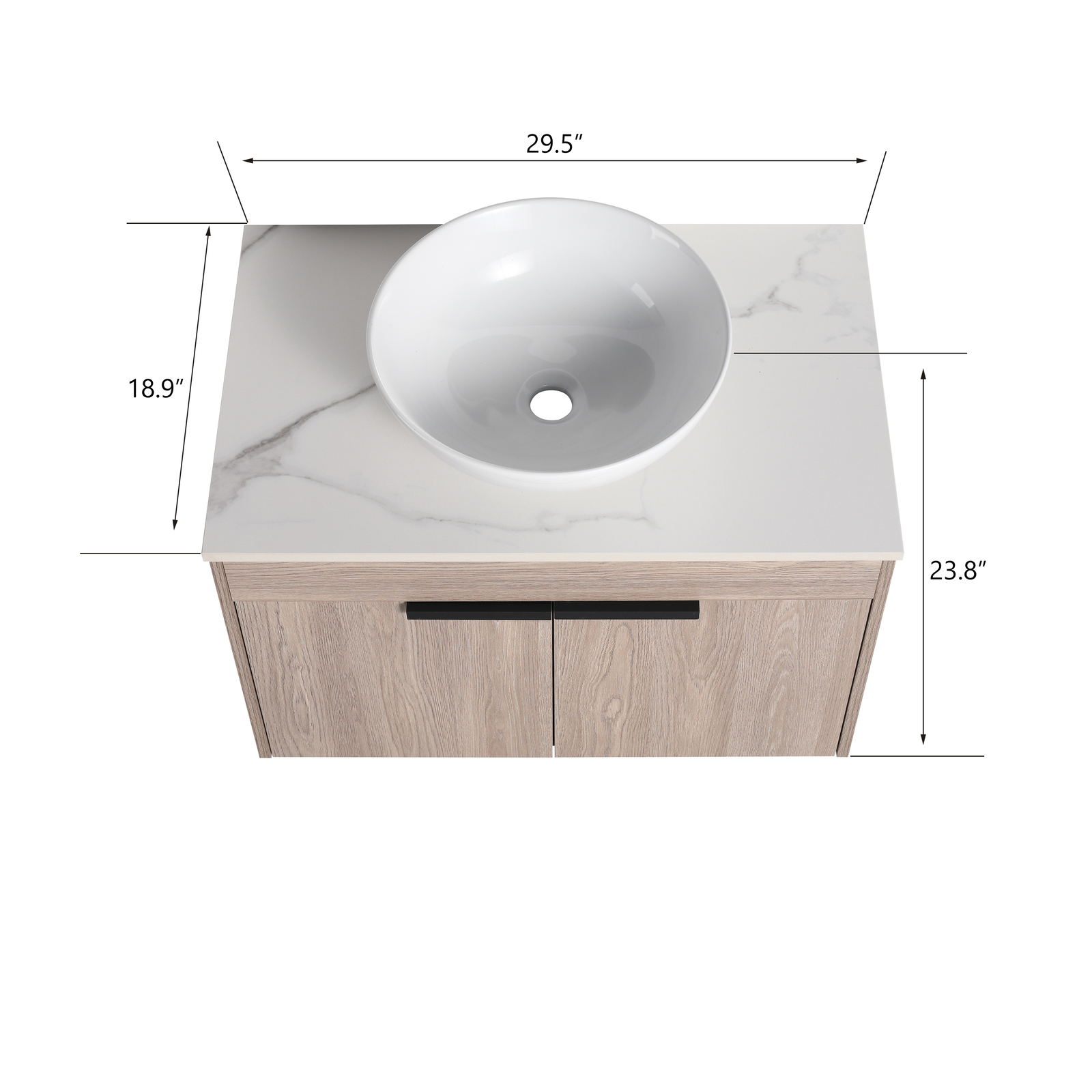 30″ Wall Mounted Bathroom Vanity W/ Ceramic Vessel Sink Above Counter Basin NEW