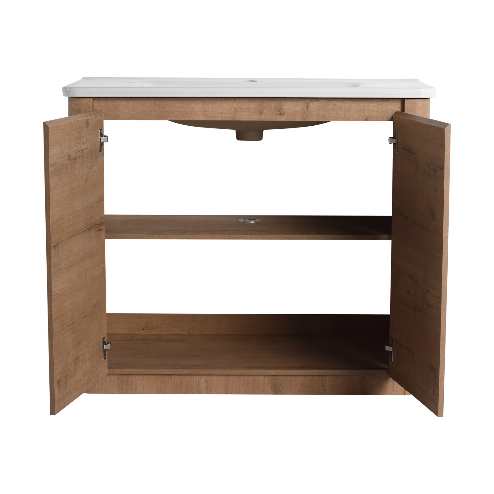40 inch Freestanding Bathroom Vanity with Ceramic Sink Adjustable Shelf Plywood