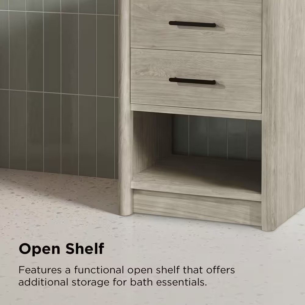 Camley 24 In. Single Sink Freestanding Sandstorm Bath Vanity with White Engineer