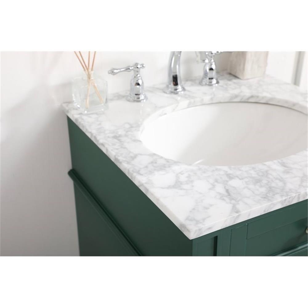 Elegant Decor Park Avenue 21″ Metal MDF Marble Single Bathroom Vanity in Green