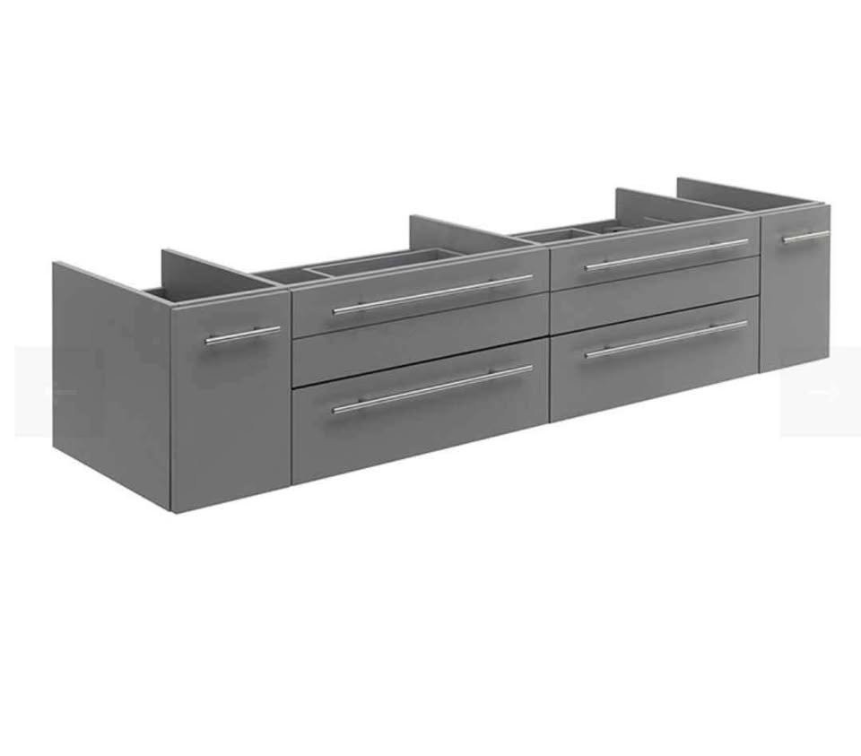 Lucera 72 in. Wall Mount Floating Double Bath Vanity Cabinet without Top Gray