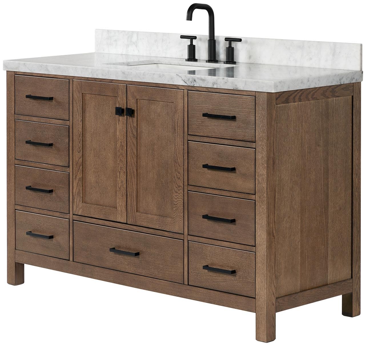 Ariel A055SCWRVO Cambridge 54″ – Brown Oak / Carrara White Marble / Satin Brass