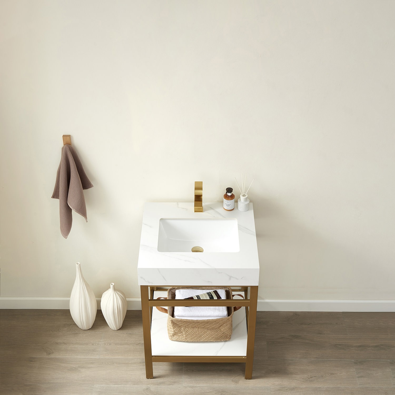 Miseno MV702524 Funes 24″ – Brushed Gold / White