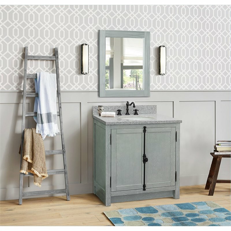 Plantation Modern Single Oval Sink Solid Wood Vanity in Gray Ash