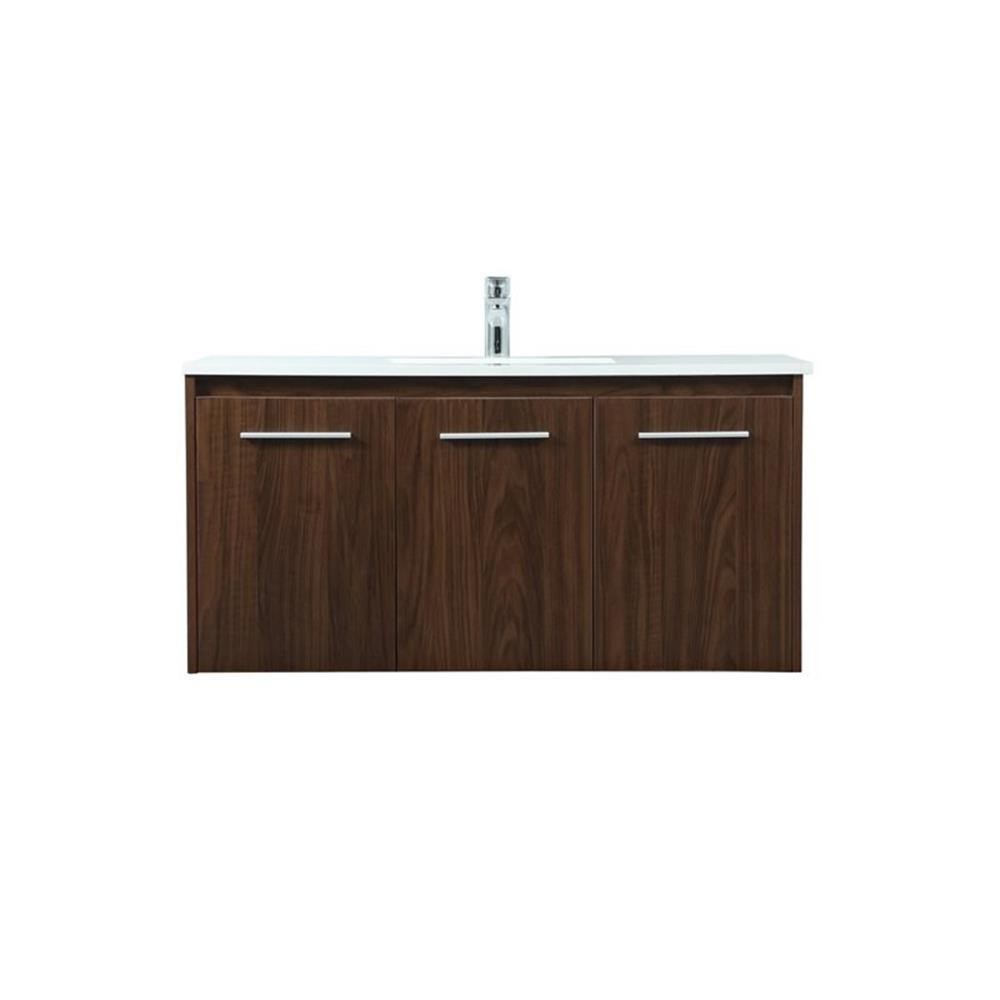Elegant Decor Penn 40″ Aluminum Alloy MDF Single Bathroom Vanity in Walnut