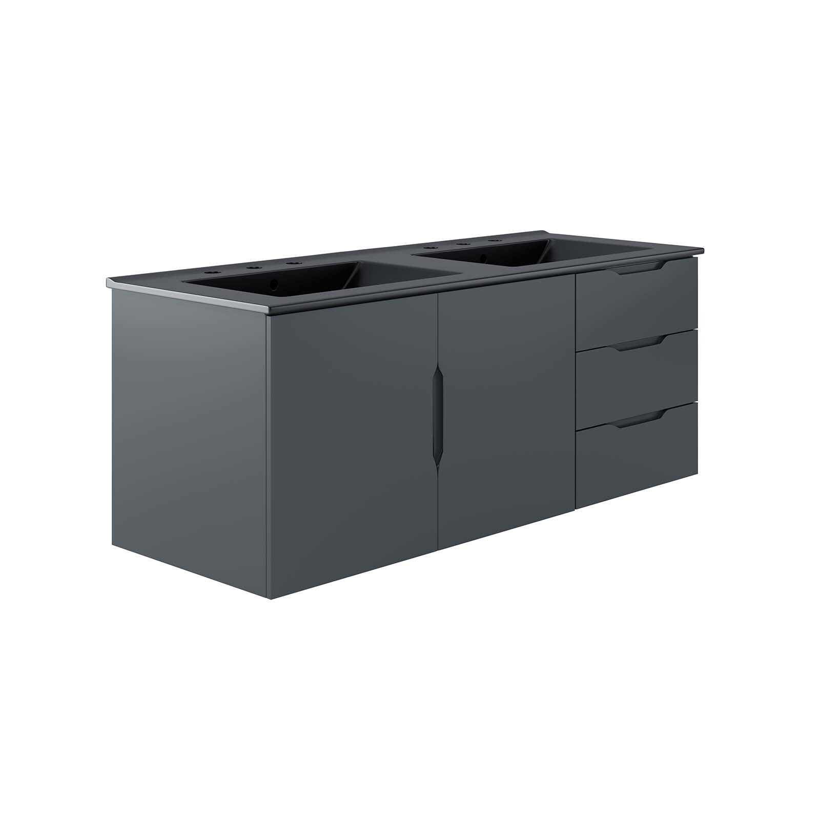 Modway Vitality 48″ Double Sink Bathroom Vanity in Gray Black