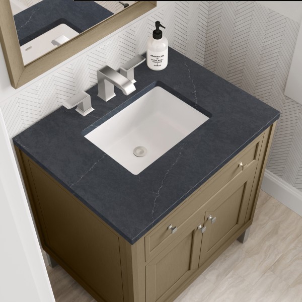 30″ James Martin Chicago 503-V30-WLW-3CSP Vanity Cabinet Charcoal Soapstone Top