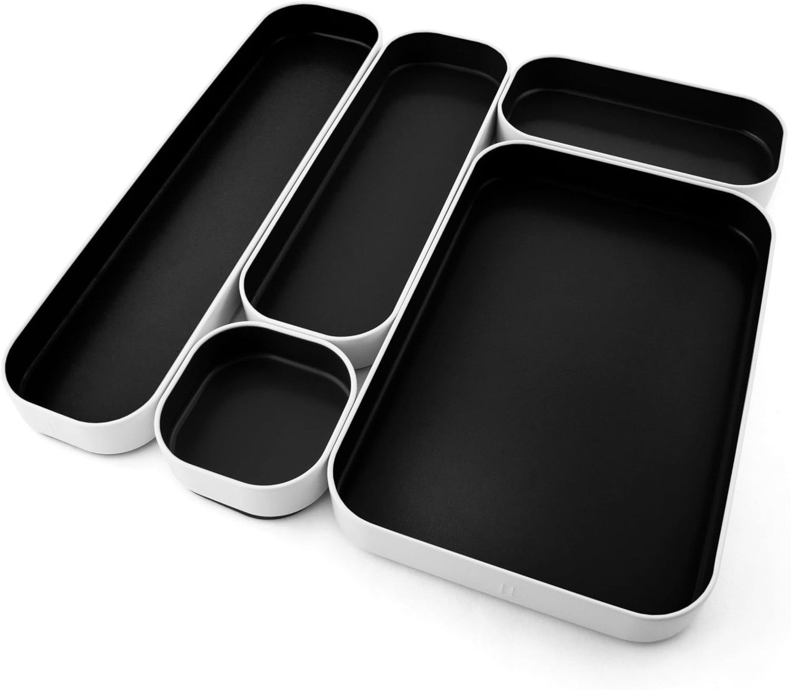 Metal Organizer Tray Set 1 Inch Deep for Makeup Stationery Kitchen Bathroom