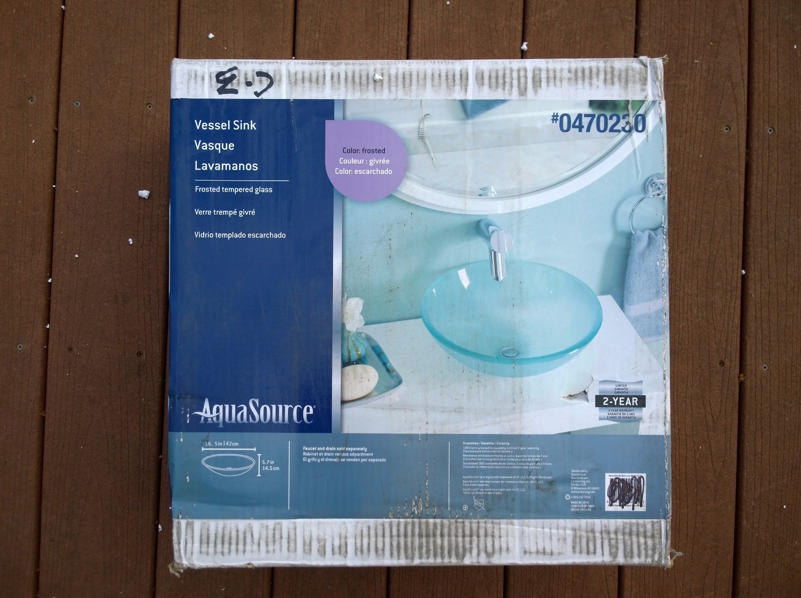 NIB Nice Bathroom 16.5″-W Tempered Frosted Glass Vanity VESSEL SINK