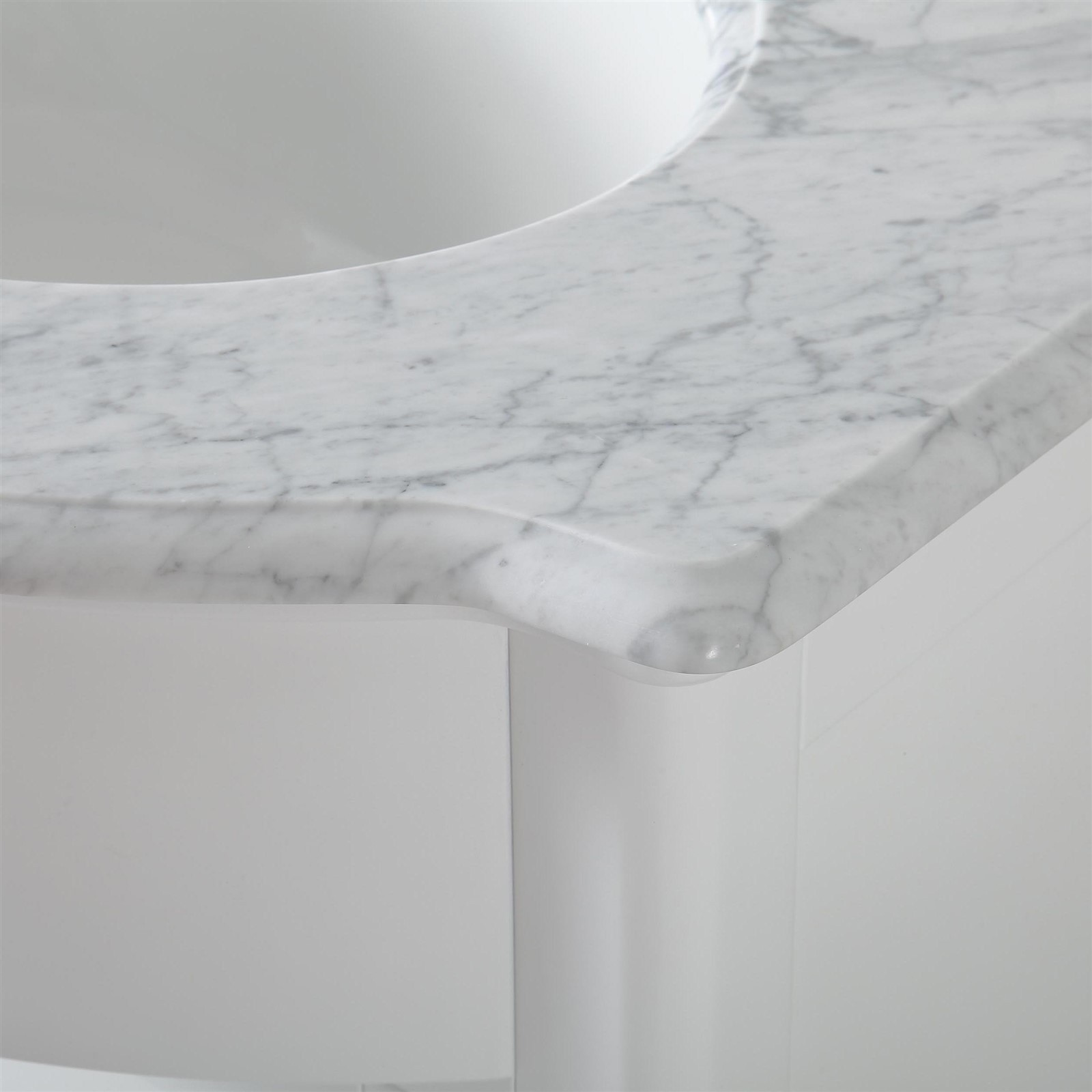 36″ White Bathroom Vanity Single Right Hand Sink Cabinet Marble Top