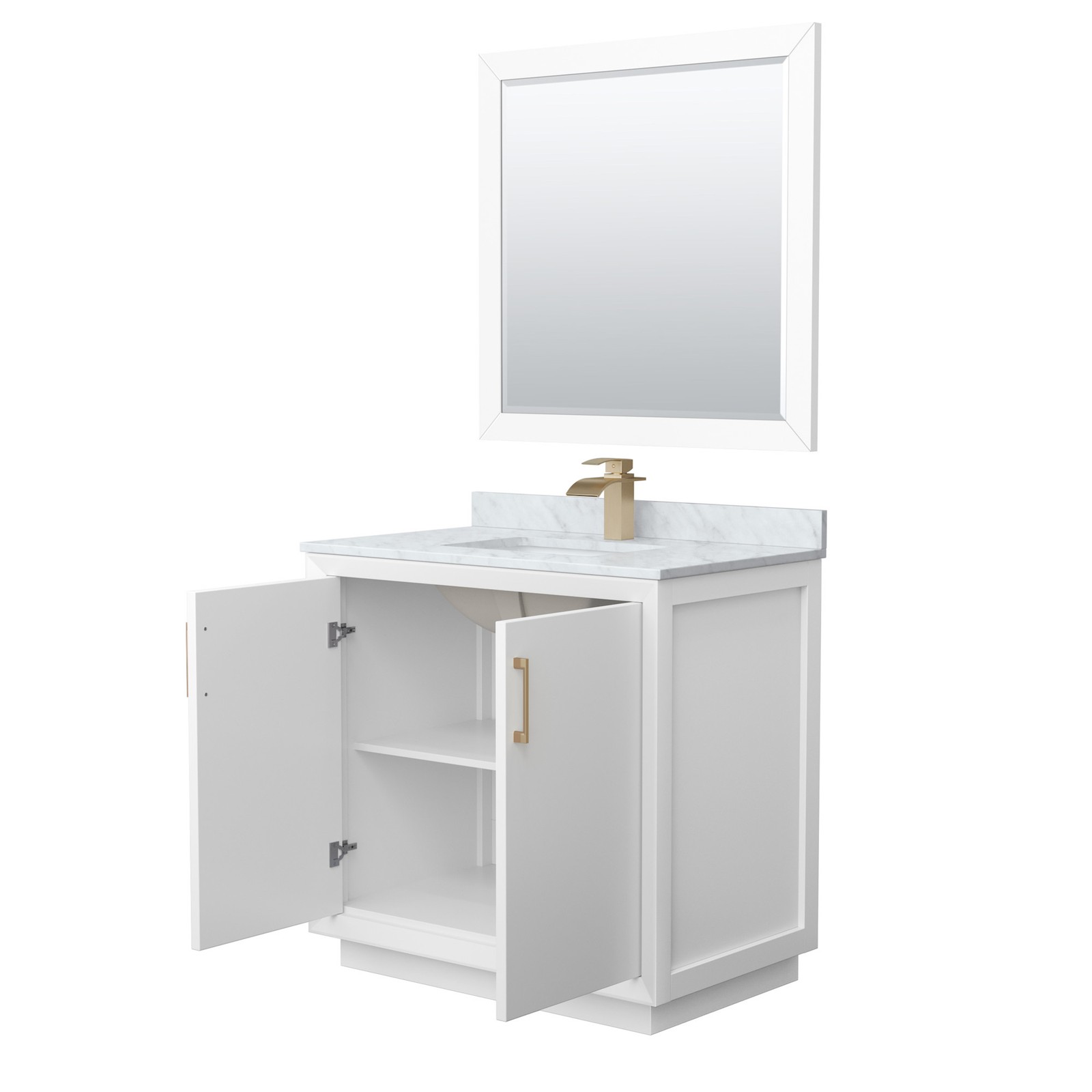 Wyndham Collection WCF414136S-NAT-UNSM34 Strada 36″ – White / Brushed Nickel