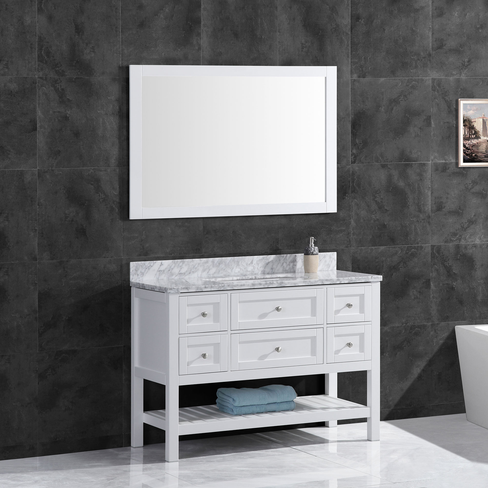 41.375″ Vanity Cabinet Set with Mirror White LV6-42W by LessCare