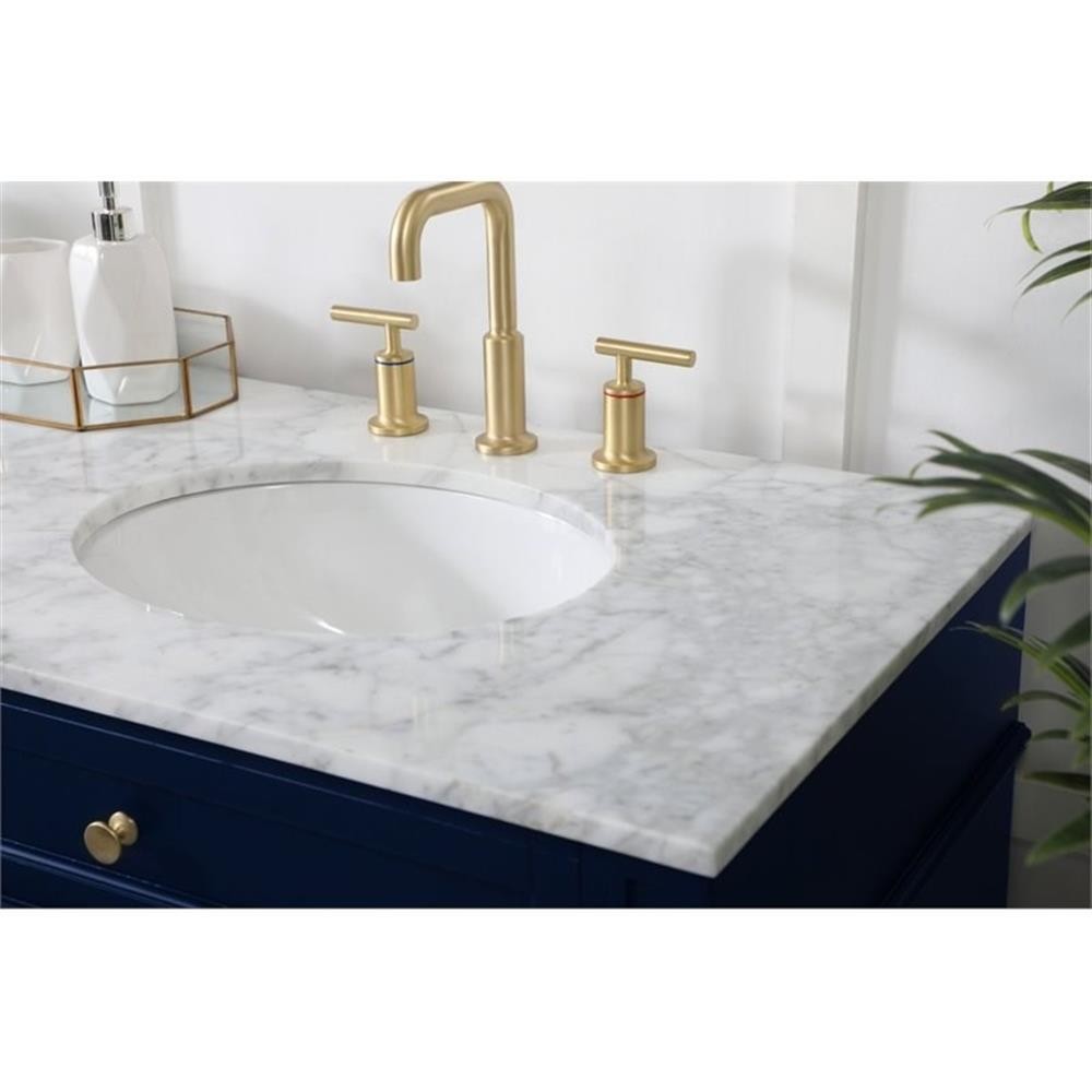 Elegant Decor Park Avenue 72″ Metal MDF Marble Double Bathroom Vanity in Blue