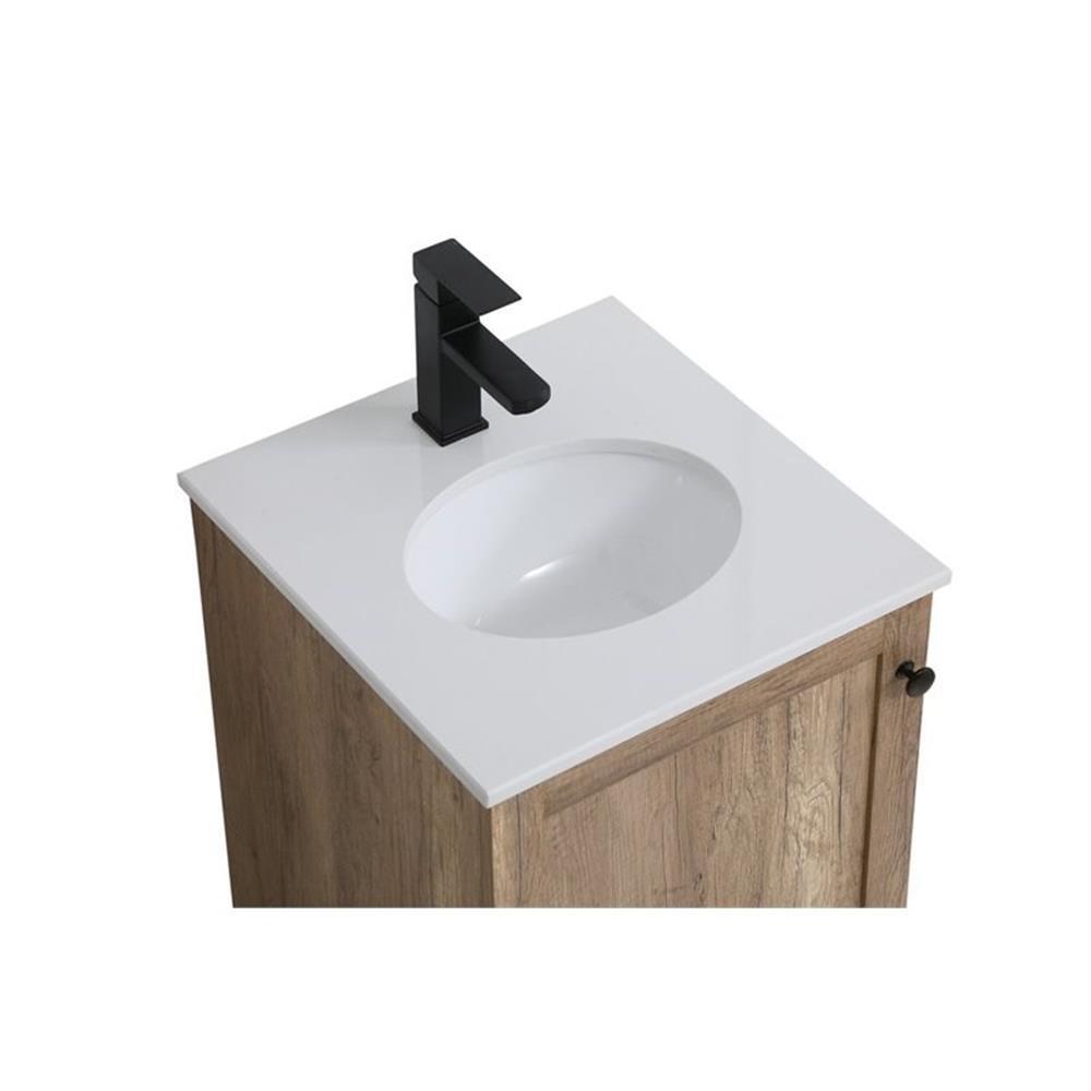 Elegant Decor Soma 18″ Steel MDF Stone Single Bathroom Vanity in Natural Oak