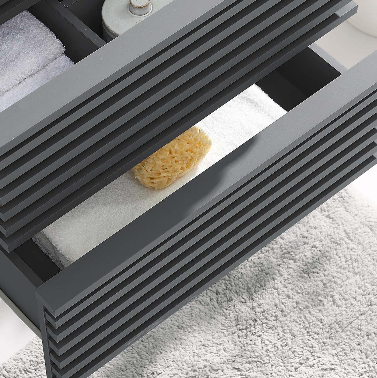 Modway Render 23.5″ MDF Wood Wall-Mount Bathroom Vanity Cabinet in Gray