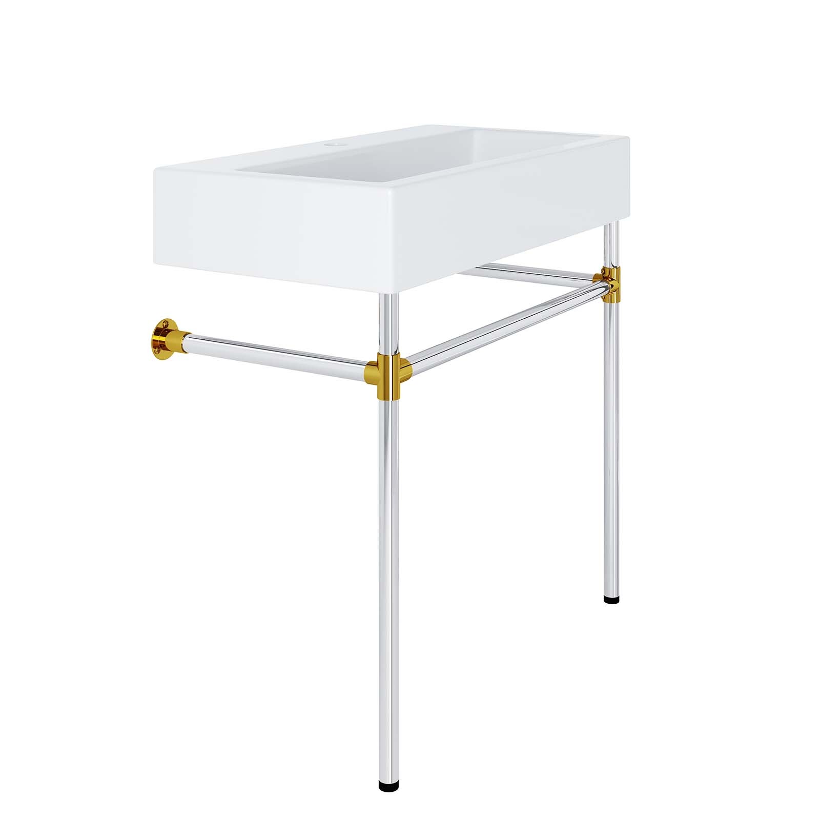Modway Redeem 32″ Wall-Mount Silver Stainless Steel Bathroom Vanity