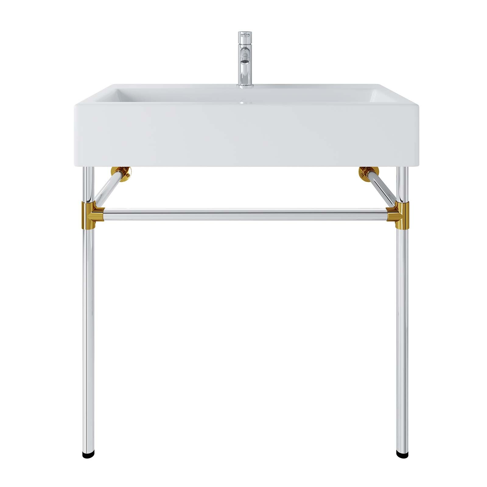 Modway Redeem 32″ Wall-Mount Silver Stainless Steel Bathroom Vanity