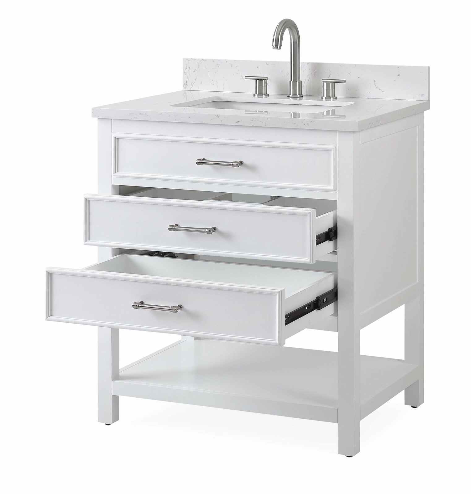 30 inch White Finish Single Sink Bathroom Vanity – Felton SKU # 7206