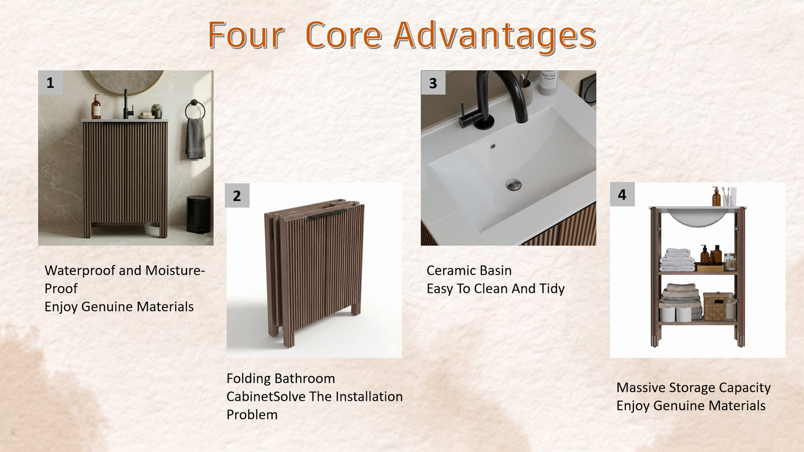 Bathroom Vanity Cabinet with White Ceramic Sink 30″ x 18.5″ x 34.5″ Brown