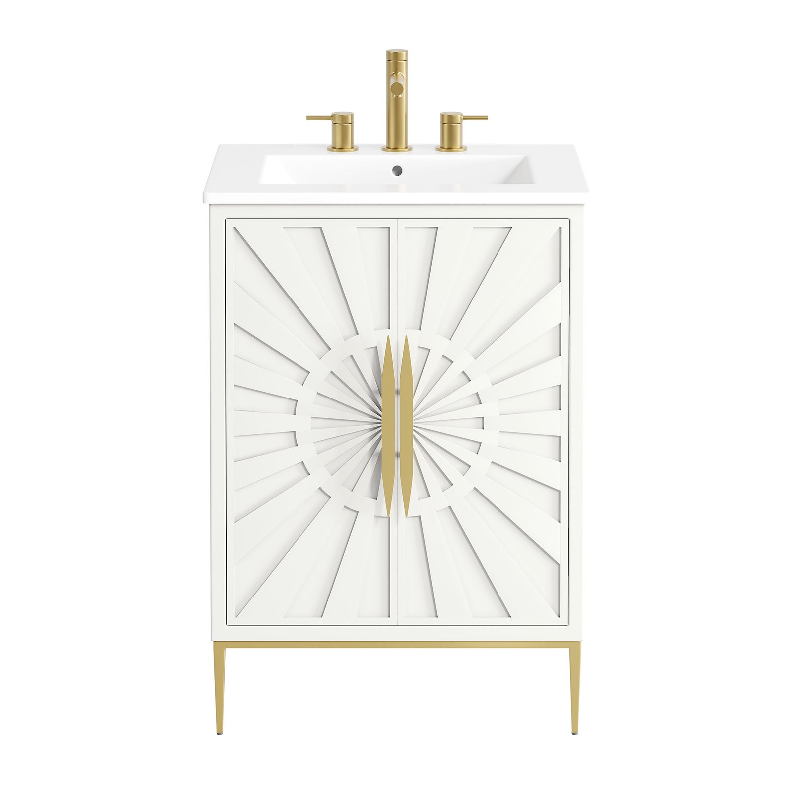 Modway Awaken 24″ Bathroom Vanity in White With Ceramic Sink Basin
