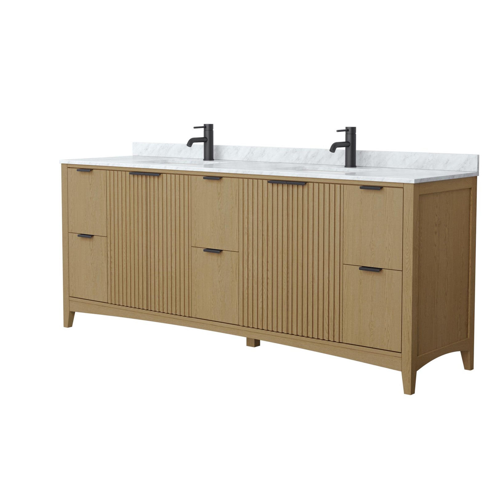 Wyndham Collection WCF9191-84D-CMUNSMXX Palmilla 84″ – Natural Oak / Matte Black