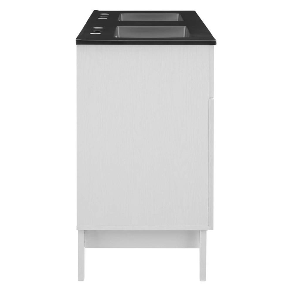 Modway Isle 48″ Wood/Ceramic Double Bathroom Vanity Cabinet in White/Black