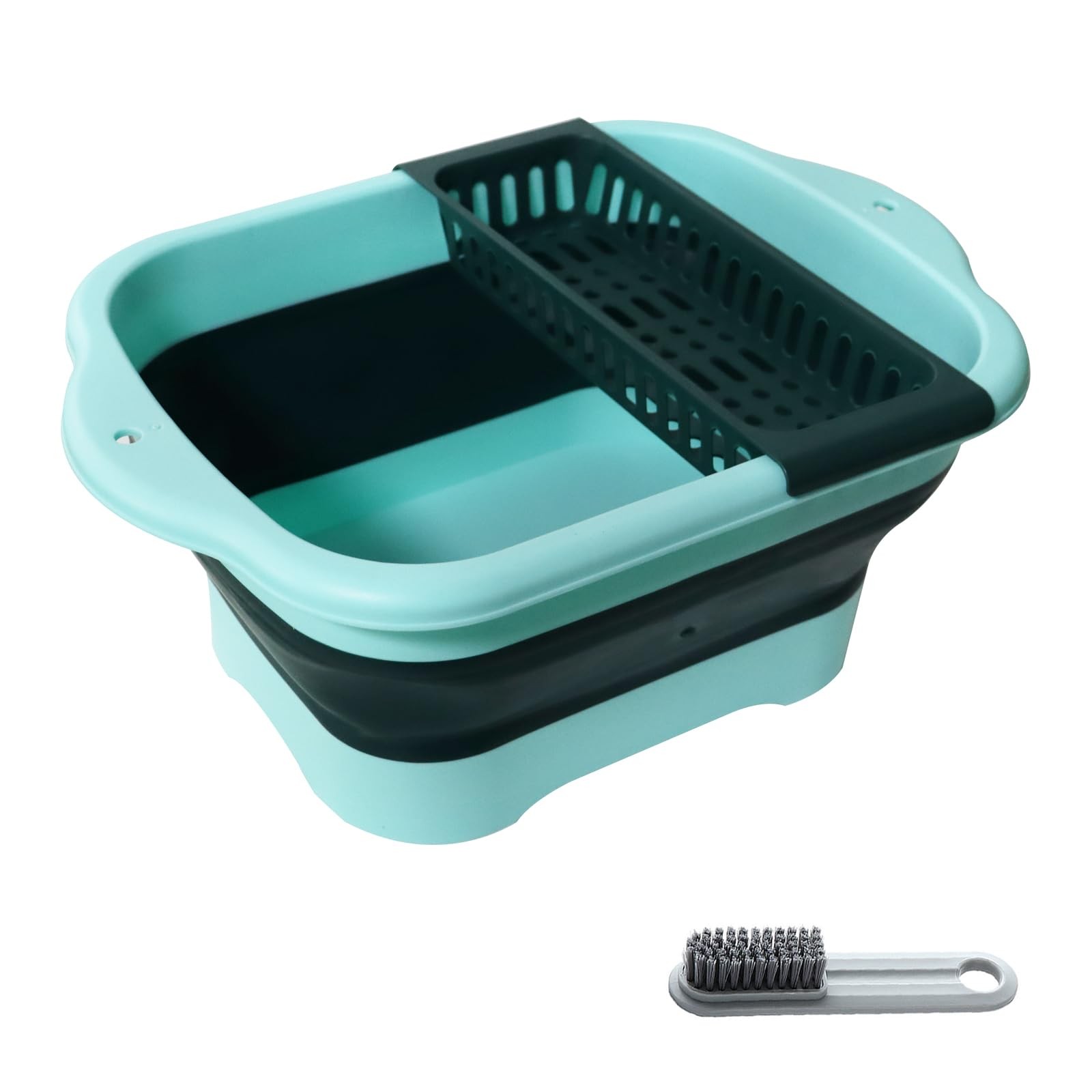 Zimso 2.77 Gallon 10.5L Collapsible Dish Basin Drain Plug Green Camping Dish