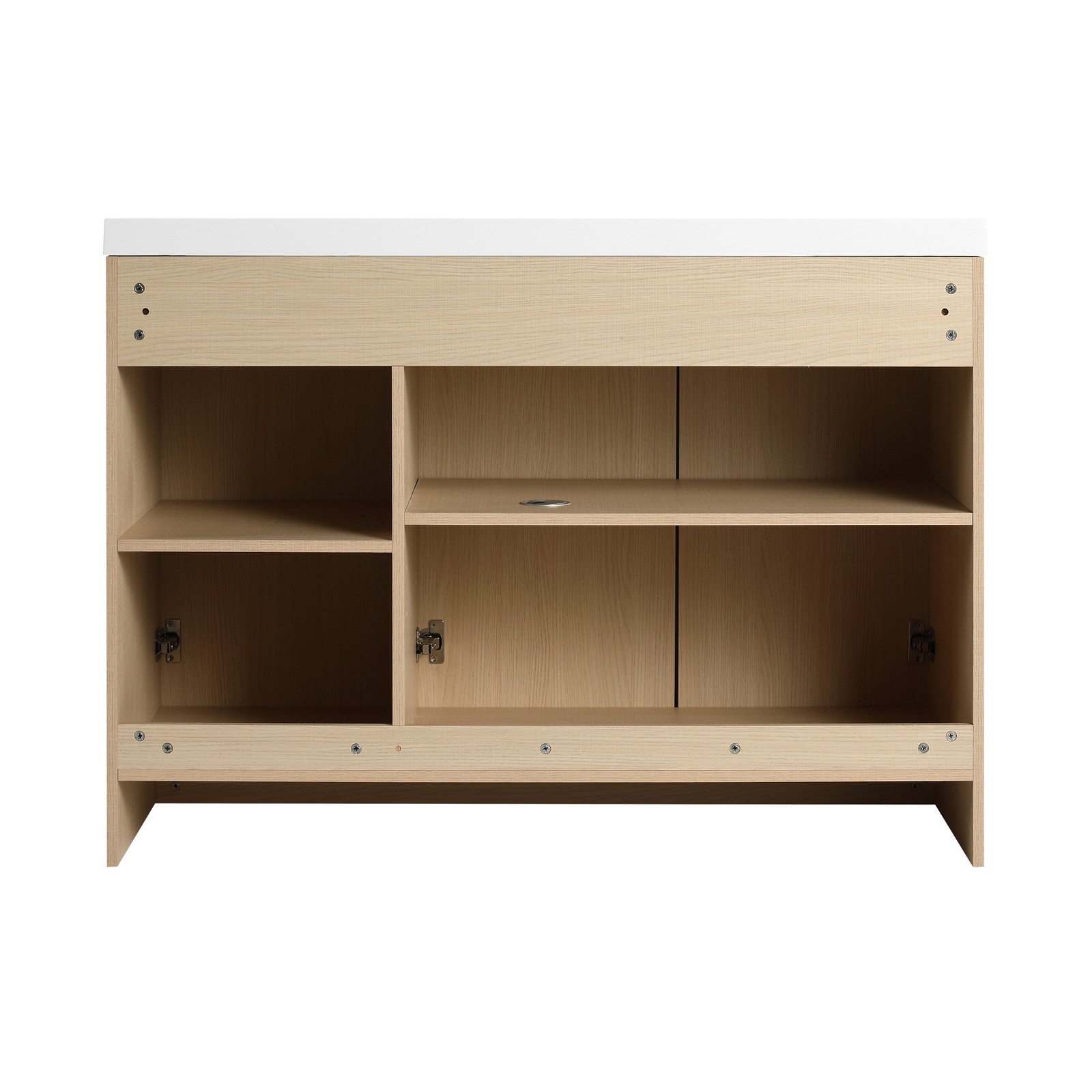 48 Inch Plywood Freestanding Bathroom Vanity Cabinet 3 Doors With Resin Sink Oak