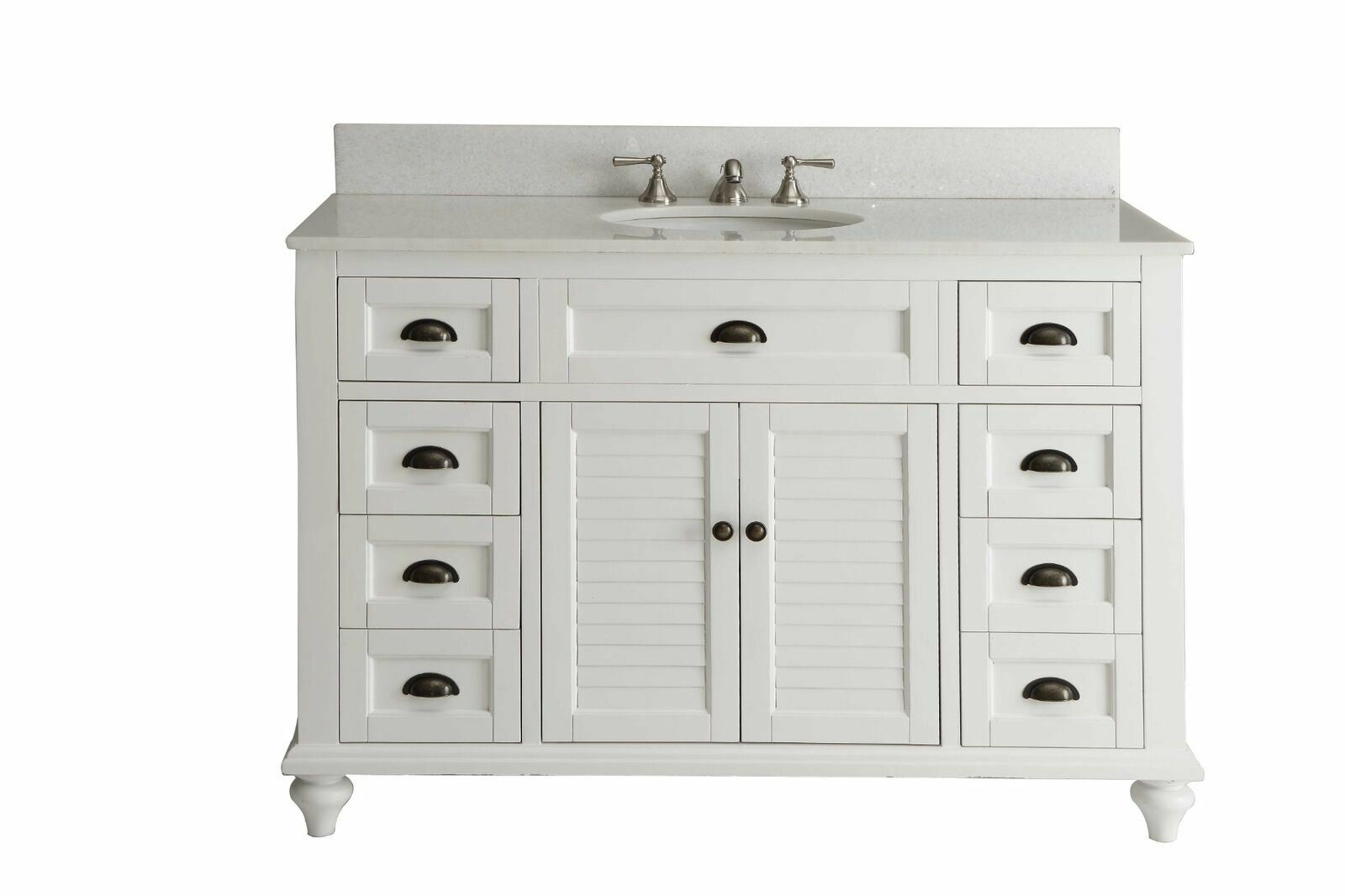 49 inch Glennville White Quartz Top Bathroom Vanity 28327W-QT