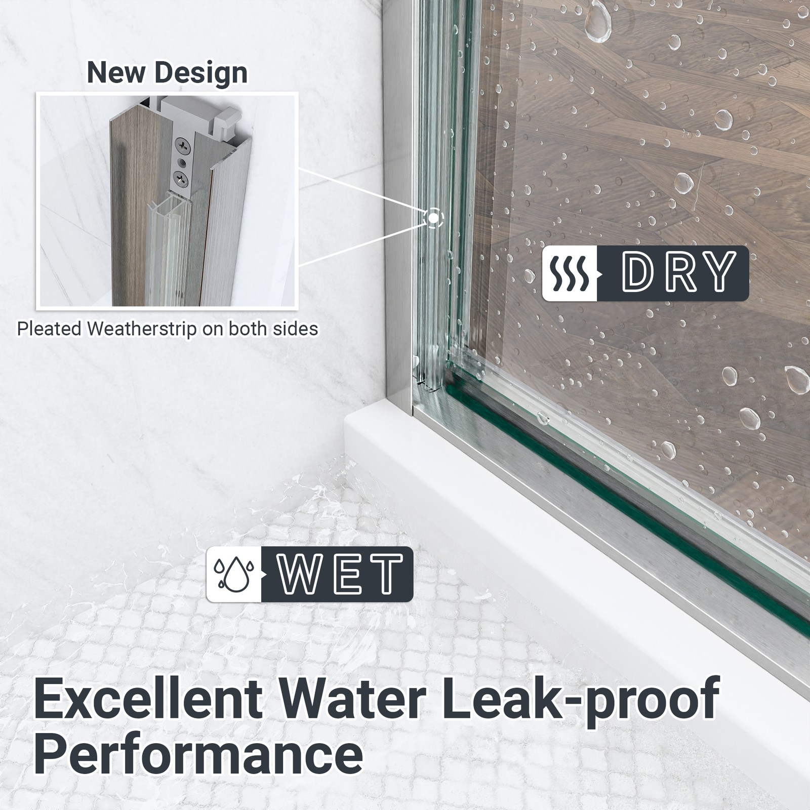 56″-60″W*60″ H Semi-Frameless Double Sliding Shower Door, Bypass Shower Door