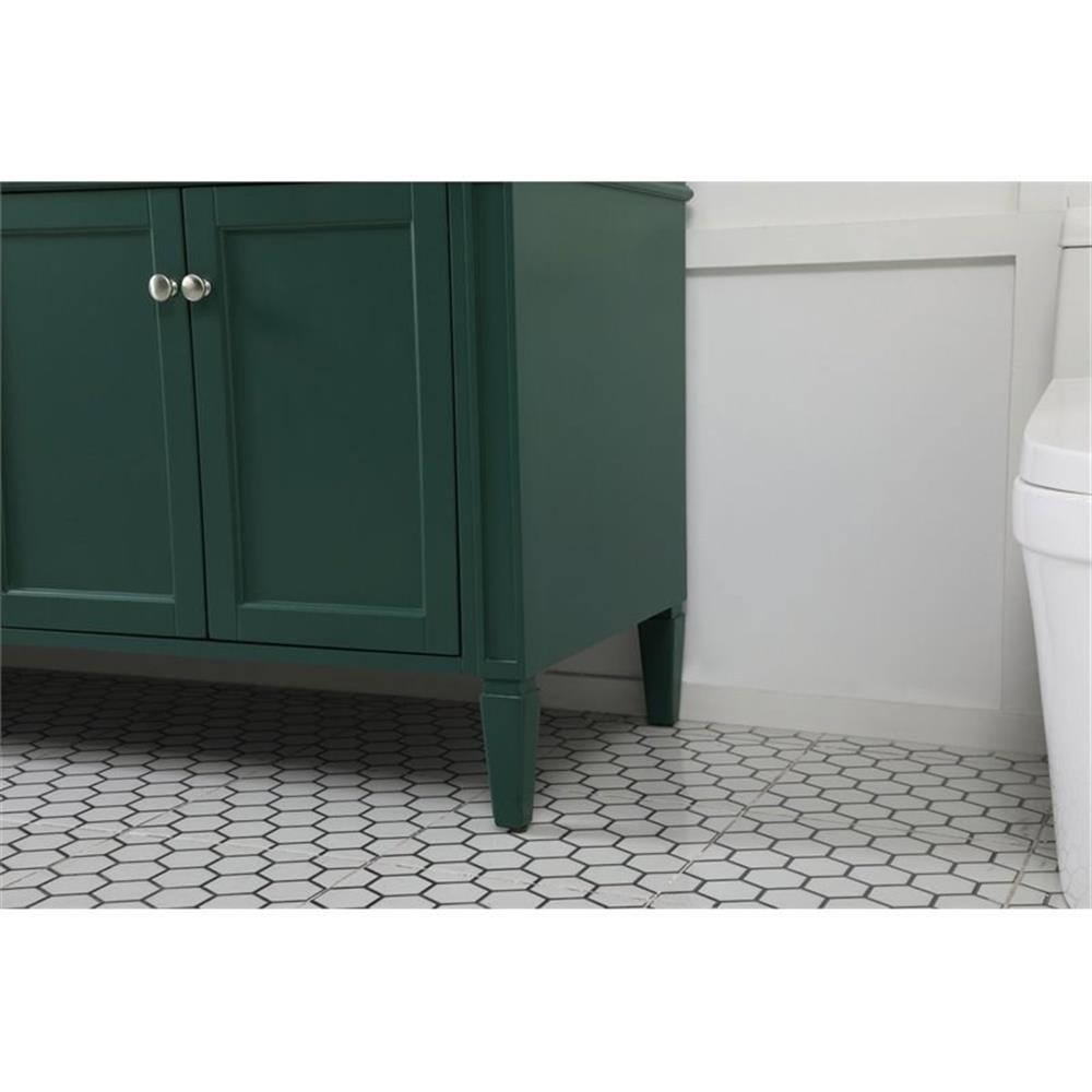 Elegant Decor Park Avenue 72″ Metal MDF Marble Double Bathroom Vanity in Green