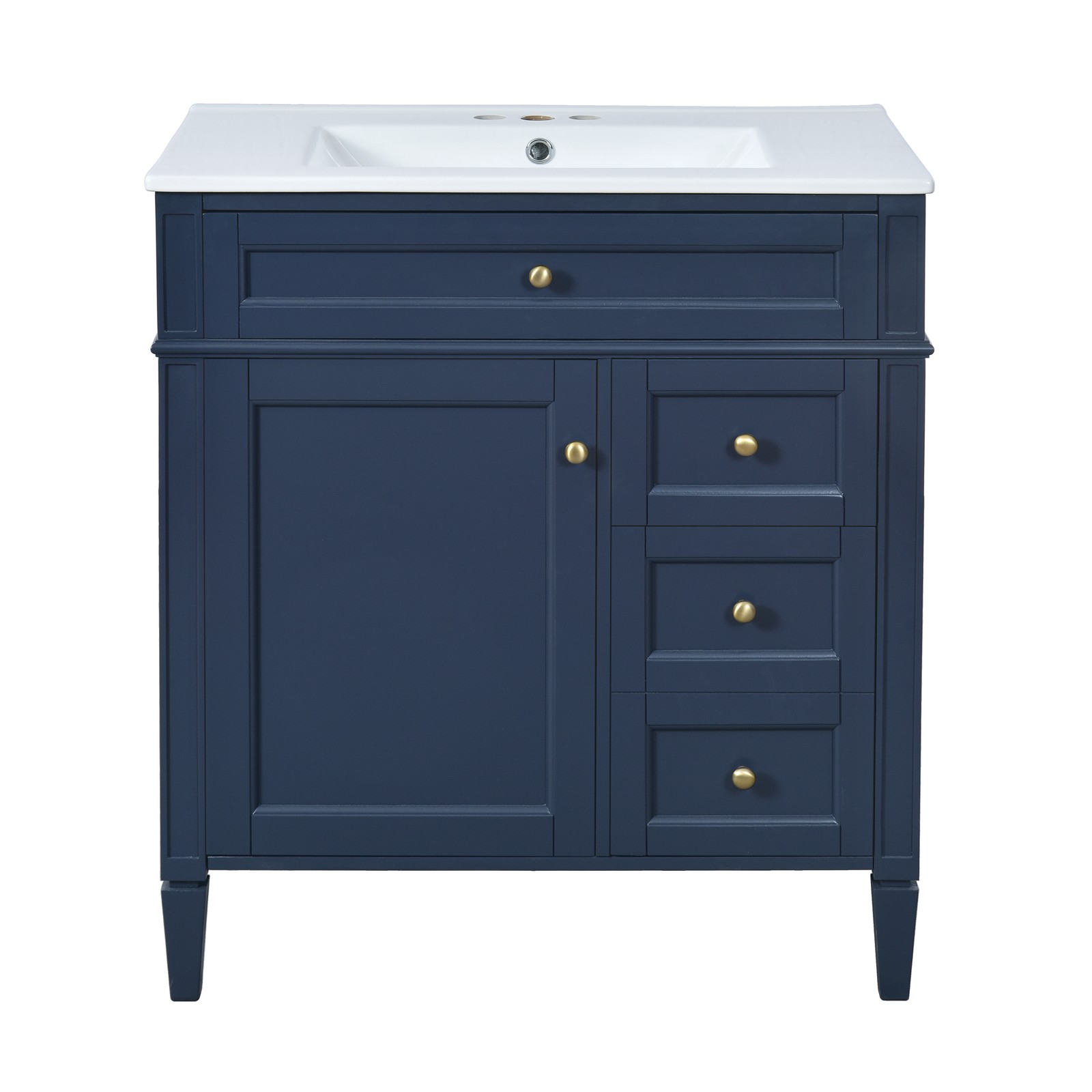 30″ Bathroom Vanity with Sink, 2 Drawers & Tip-Out Drawer, Blue